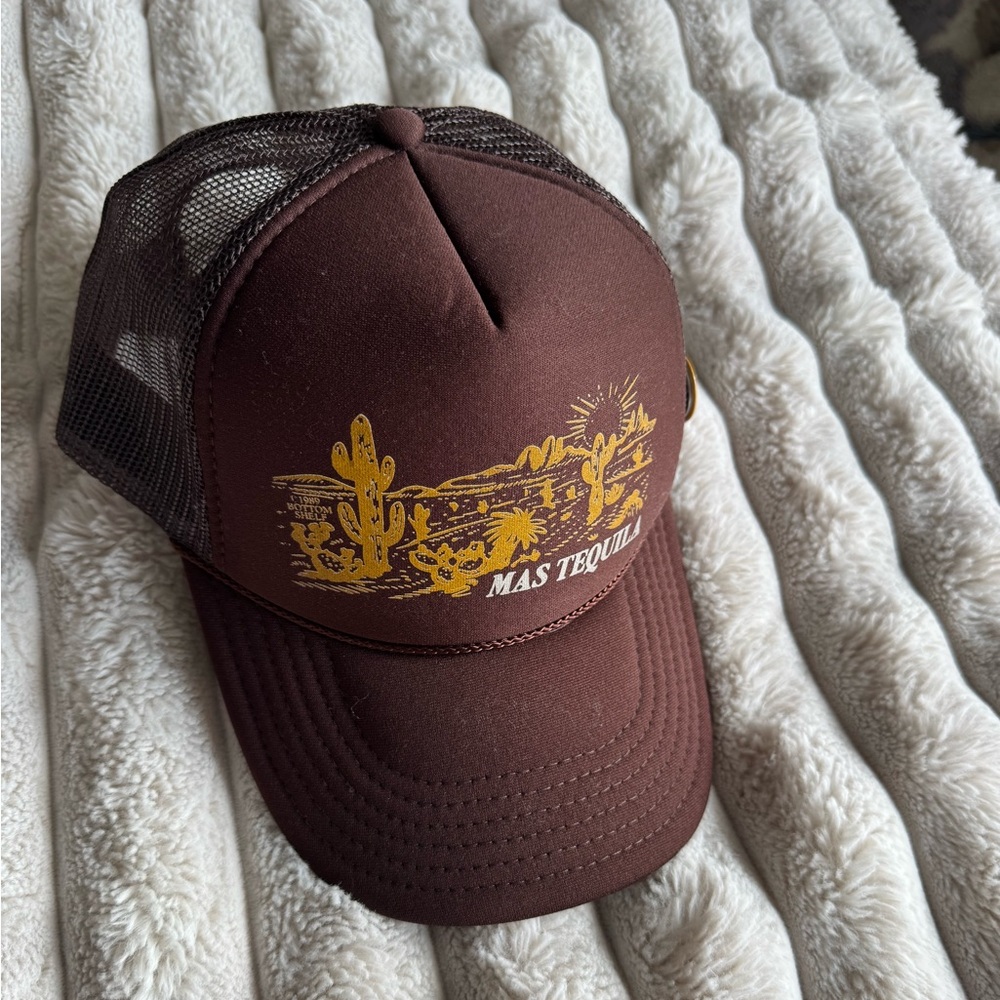 Mas Tequila Brown Trucker Hat with Cactus